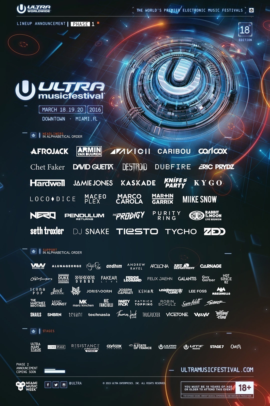 ultra music festival lineup 2016 festivais 2016