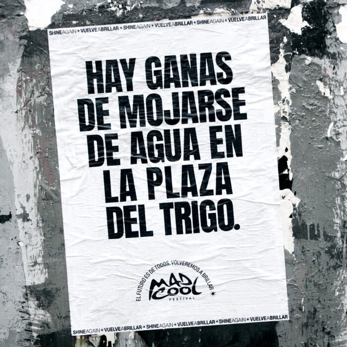 cartaz para festivais com a frase vontade de se molhar de água na plaza del trigo