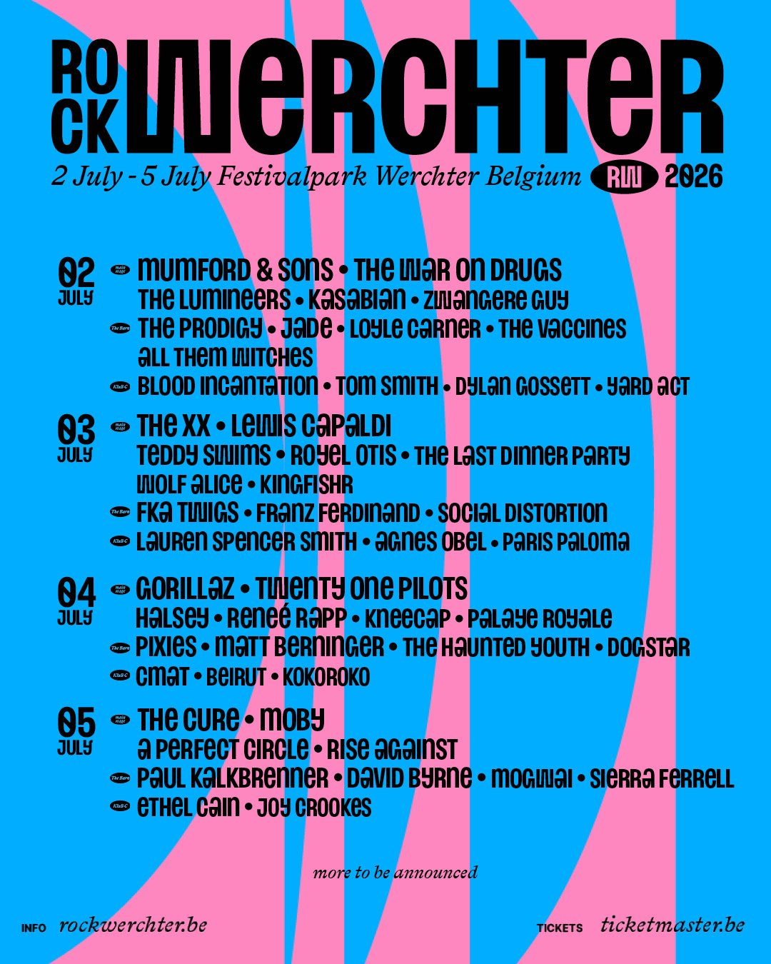 rock werchter line up 2026