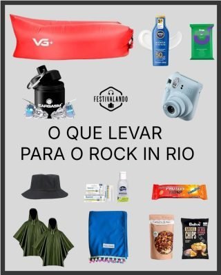 seleção de produtos utilitários para levar para o rock in rio 2026